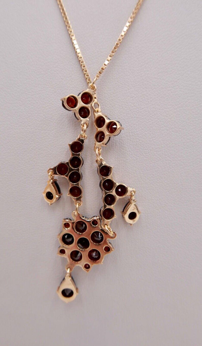 Alte Collier Kette 55cm Rotgold 333 8K Gold mit Granat FBM Venezianerkette