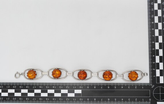 Old 835 Silver Amber Link Bracelet - image 4