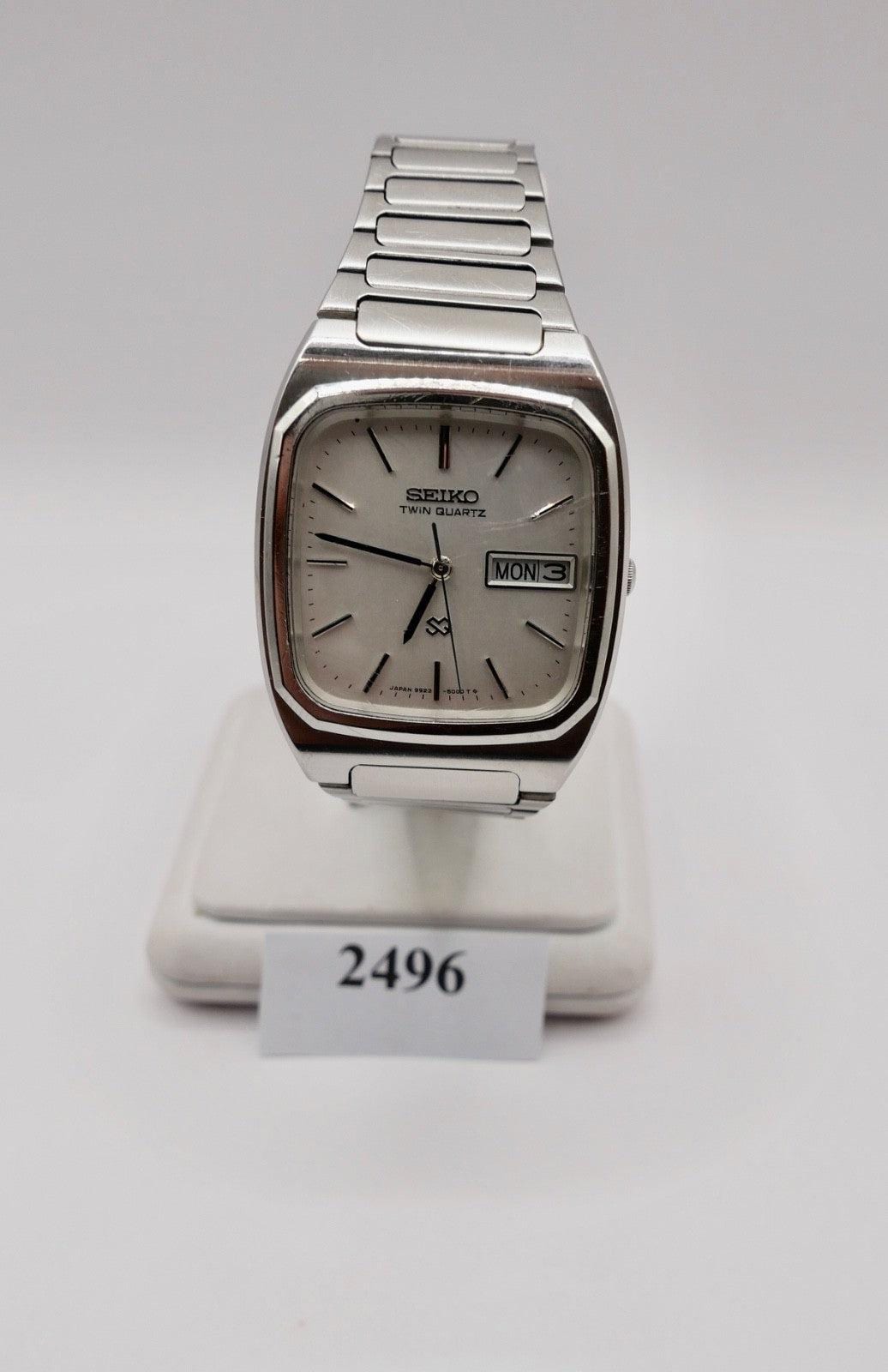 Seiko Twin Quartz Men's Watch 9923-5000 Silver Dial Original Strap