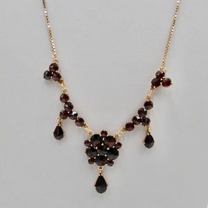 Alte Collier Kette 55cm Rotgold 333 8K Gold mit Granat FBM Venezianerkette