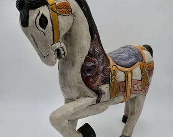 Old solid wooden horse 51 x 49 cm probably unique 4.5 kg
