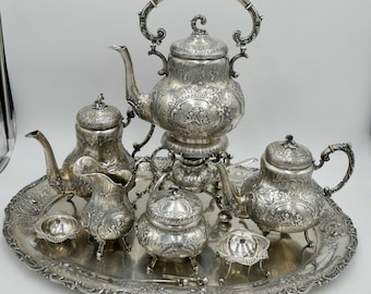 XL Art Nouveau Coffee Tea Service quot; Friedrich Reusswig Hanau quot; 800 Silver 6 KG