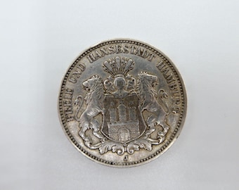 3 Mark 1909 J Silver Coin quot; Free and Hanseatic City of Hamburg quot; Hunter J.64