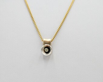 585 14K Yellow White Gold SOLITARY Bicolor Pendant Fancy Yellow Brilliant 0.05