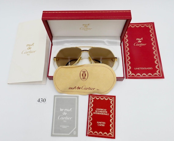 Must De Cartier VENDOME LAQUE 140 59/16 Sunglasses / Glasses Gold