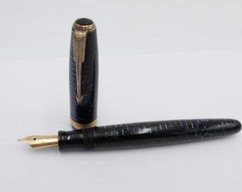 Pluma estilográfica de los años 30 y 40 PARKER Vacumatic Azure Blue 14Ct / punta de oro 585 53