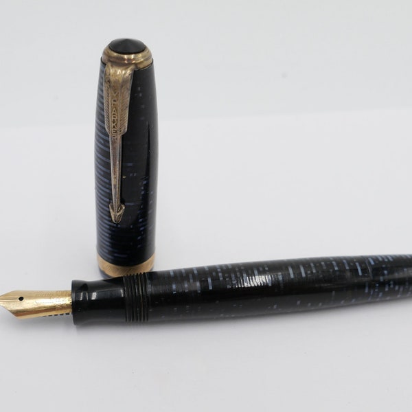 Stylo plume années 30 40 PARKER Vacumatic Azure Blue 14Ct / 585 plume or 53