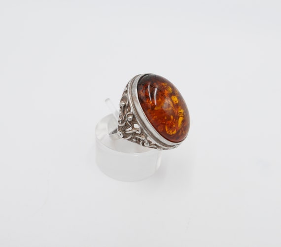 80er Jahre Designer Ring Bernstein Silber 925 Gr.… - image 7