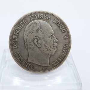 5 Mark 1876 C Jäger J.97 PRUSSIA WILHELM I. Silver 900 German Empire