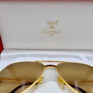 Must de Cartier VENDOME LAQUE 140 59/16 Sonnenbrille / Brille Gold 1980er Etui