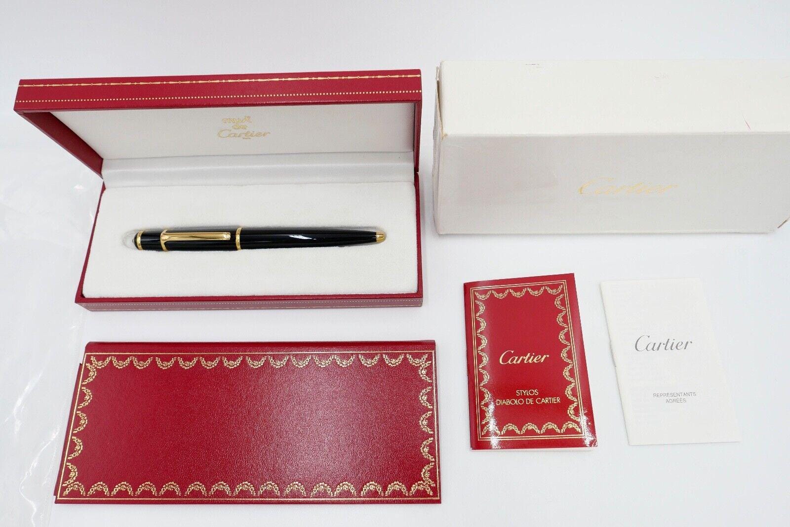 Like New Vintage CARTIER ST18003 DIABOLO Composite Noir Ballpoint