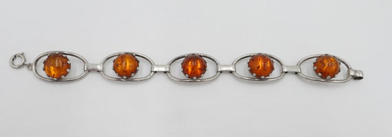 Old 835 Silver Amber Link Bracelet - image 3