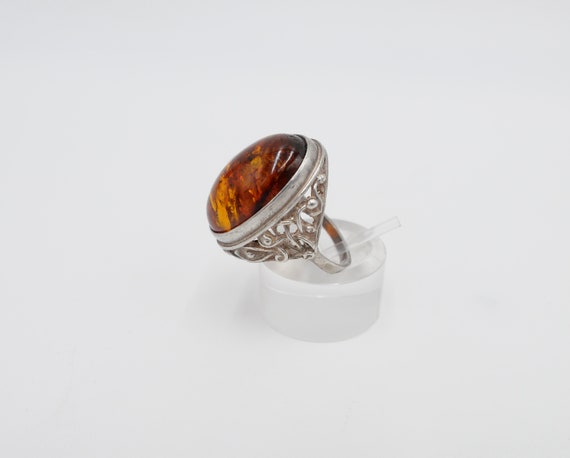 80er Jahre Designer Ring Bernstein Silber 925 Gr.… - image 4