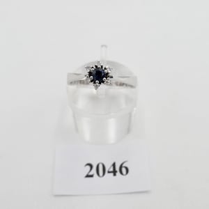 70s ring white gold 585 / 14K diamond & sapphire size 61