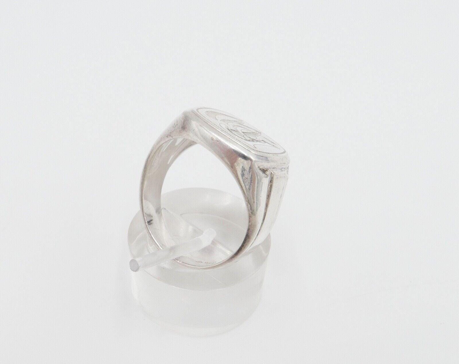 Bague Chevalière Argent Monogramme BJ - Style Art Déco - Taille 60 - Très Bon état