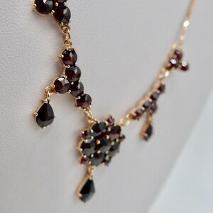 Alte Collier Kette 55cm Rotgold 333 8K Gold mit Granat FBM Venezianerkette