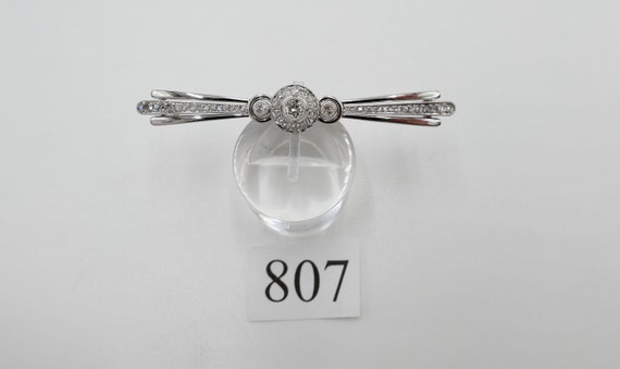 Art Deco 1930-40s Brooch White Gold with 49 Diamo… - image 2