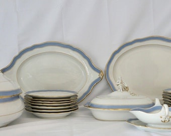 Knaufzeit rare Meissen dinner service white blue gold putto XXL plate 1st choice