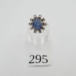 Cocktail ring white yellow gold opal & diamond 585 14K 1.43 ct size 57