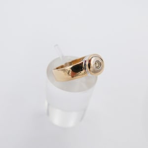 Solitaire Bicolor Brilliant 585 14K Fancy Yellow Gold Women&#39;s Ring 0.12 Ct Size 57 SI