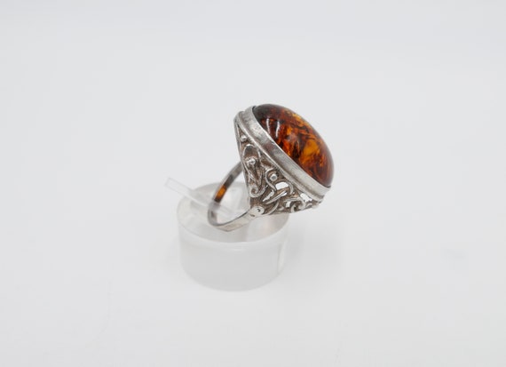 80er Jahre Designer Ring Bernstein Silber 925 Gr.… - image 6