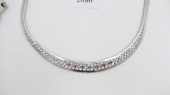 835 Silver Ruby Set quot; Bracelet Ring Watch Ear… - image 5