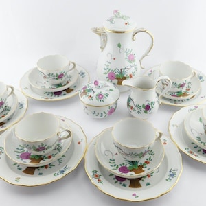 21 pcs Meissen Sheaf Pattern Decor Coffee Service Gold Rim 6 People NEW