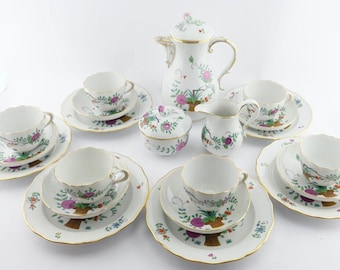 21 pcs Meissen Sheaf Pattern Decor Coffee Service Gold Rim 6 People NEW