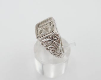 Chevalière En Argent Sterling Monogrammée HL - Taille 61 - Occasion
