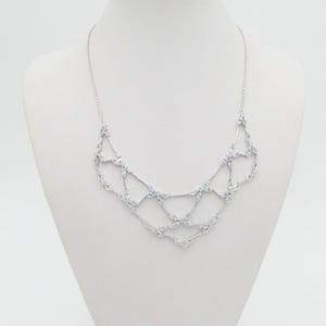 NEW commissioned luxury necklace diamonds white gold aquamarines 585 / 14K