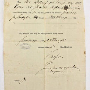 Bürgerrechts Urkunde 1892 Schultheissenamt Spielberg Civil rights certifi
