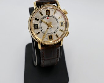 SEARS Mechanical Alarm 1970s Men's Watch Hand-wound With Leather