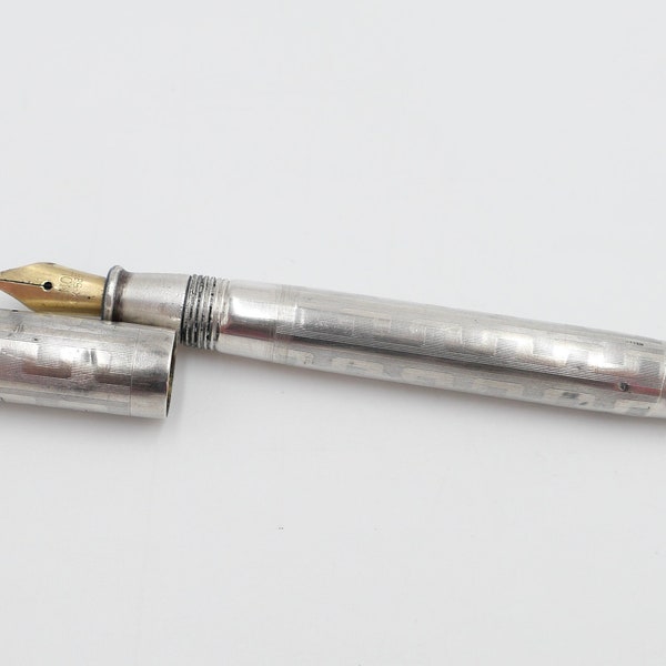 ancien stylo plume objet collector argent EDACOTO France 585/14 Ct plume or