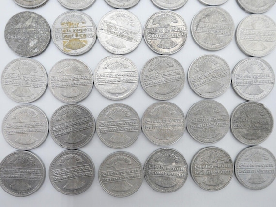 ドイツ・ワイマール共和国　50ペニヒ硬貨☆1927年A／準未使用・極美品／ ヴァイマル共和国時代の50ペニヒ硬貨（ドイツ帝国）交換・インフレ硬貨