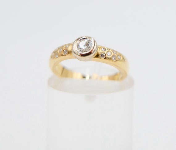 Elegant Bicolor Yellow/White Gold Ring 0.32 Ct SI… - image 3