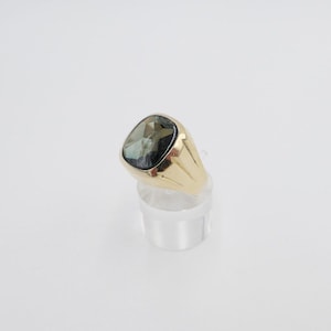 80s signet ring men's ring gold 333 / 8K with tourmaline size 67