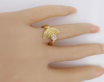 Bague En Or 18 Carats (750/1000) Avec Diamant Central - Poids 1,20g, Occasion