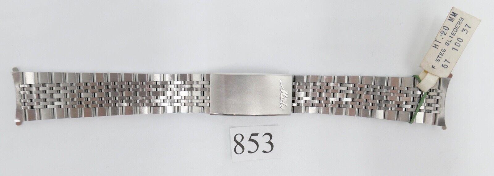 NEW 80s Original MIDO stainless steel 20/16 mm link bracelet folding clasp