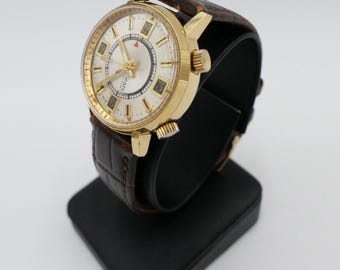 SEARS Mechanical Alarm 1970s Men's Watch Hand-wound With Leather