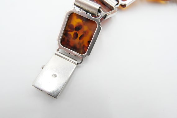 Old 935 Silver Amber Links Bracelet - image 5