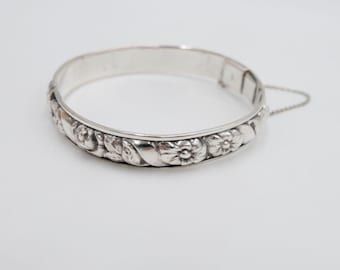 1960s floral Art Nouveau bracelet, 835 silver, floral decoration