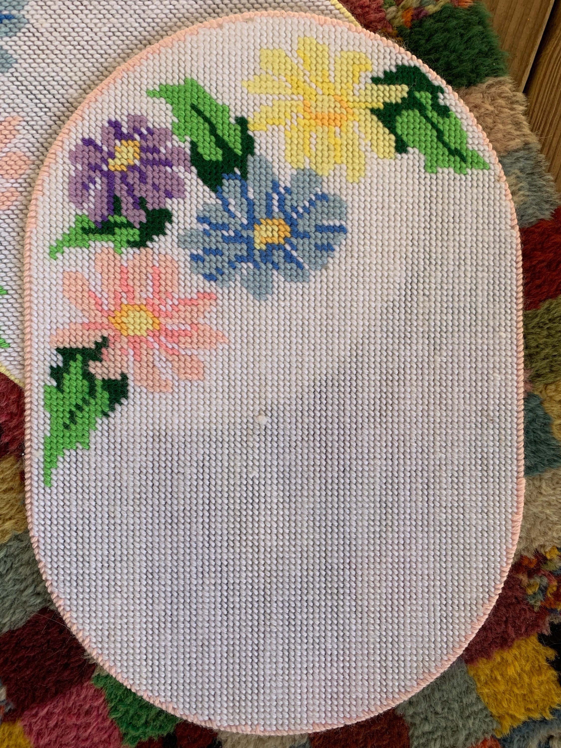 Vintage Plastic Canvas Embroidered Floral Placemats Set of Two Etsy