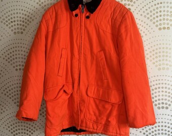 Vintage Sears Sport Center Jacket Mens Lg 44 Blaze Orange Insulated Hunting Coat
