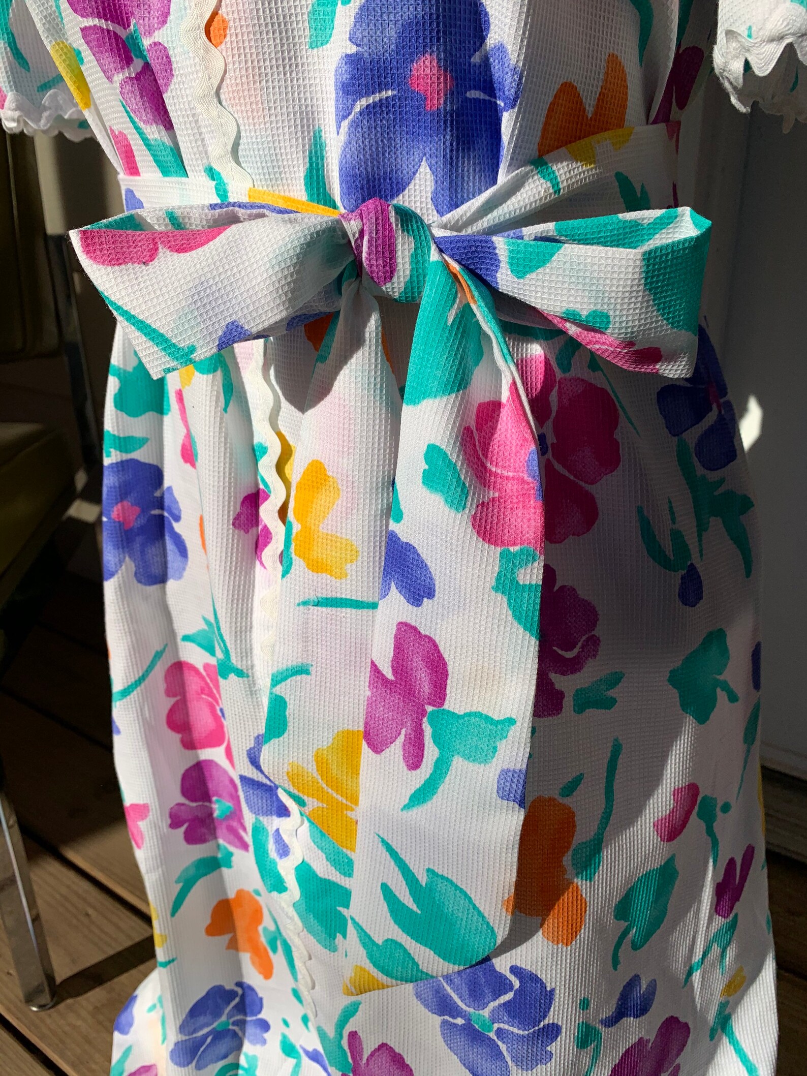 Vintage 70s Mumu Style Day Dress White Floral Med/Large Etsy