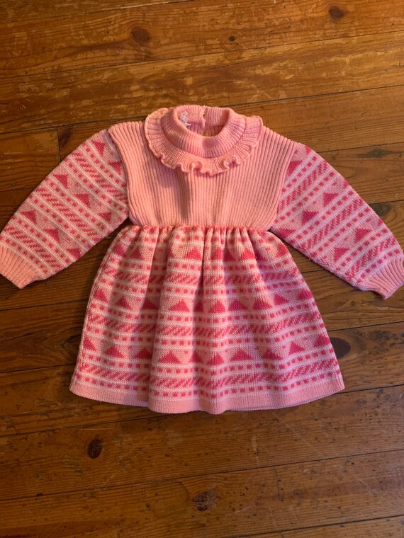 Vintage 60s Pink Infant Baby Girls Dress with Butt