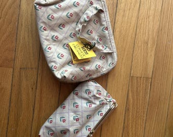 Vintage 1970s NEW Cosmetic Case Set By Trina Retro Floral Makeup Bag 9"x7"