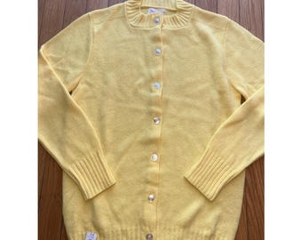 NEW (Old Stock) Vintage SMALL Knit Cardigan Sweater Canary Yellow Orlon Acrylic