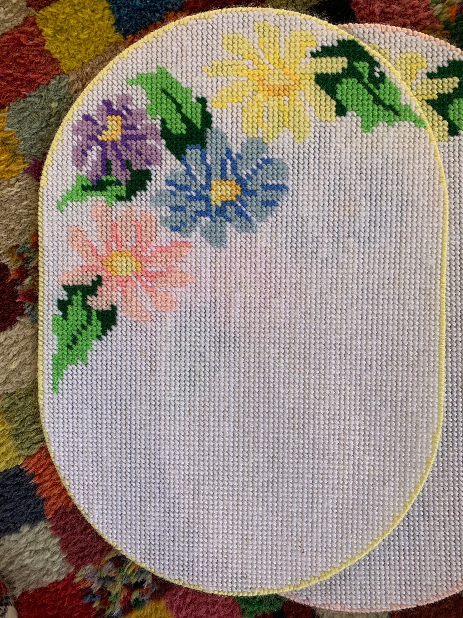 Vintage Plastic Canvas Embroidered Floral Placemats Set of Two Etsy