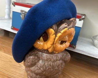 Vintage Royal Blue Wool Beret Basque Hat De Luxe