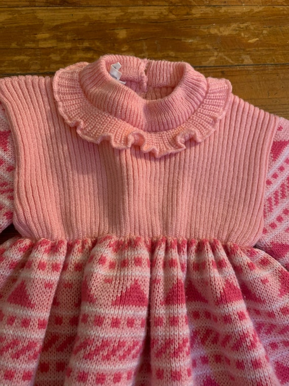 Vintage 60s Pink Infant Baby Girls Dress with But… - image 2